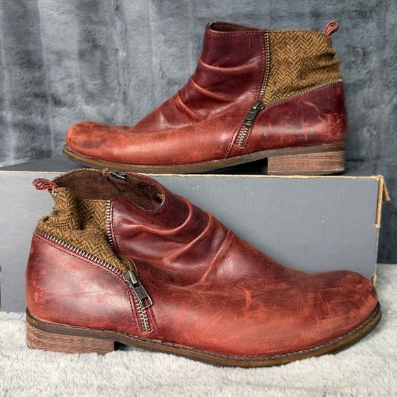 Caterpillar Shoes - Caterpillar Kiley Sedona Tweed Boots Womens 9 Red Brown Leather Ankle P309713